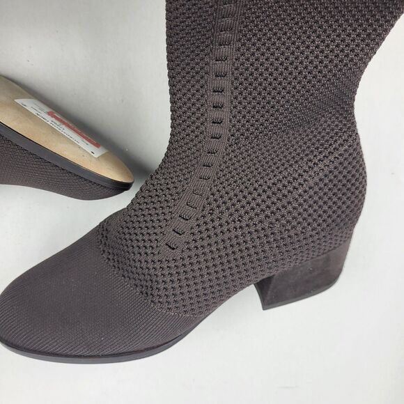 Eileen Fisher Alas Tall Boots Stretchy Knit Mesh Chocolate Brown Size 8.5 - Picture 5 of 8